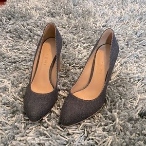 Blue Denim M Gemi heels. Hand made, rare shoe with wood heel. 37,  7